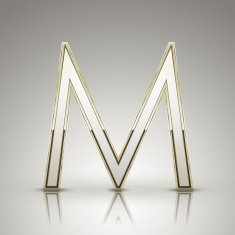 3d elegant pearl white alphabet M