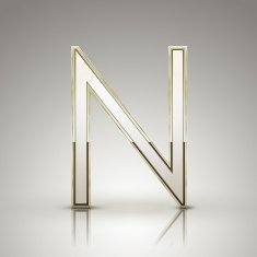 3d elegant pearl white alphabet N