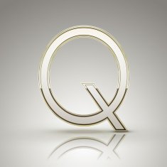 3d elegant pearl white alphabet Q