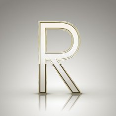 3d elegant pearl white alphabet R
