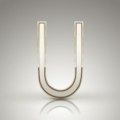 3d elegant pearl white alphabet U