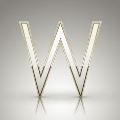 3d elegant pearl white alphabet W