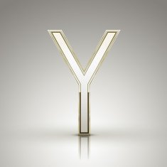 3d elegant pearl white alphabet Y