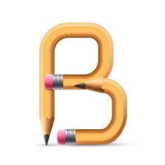 3d yellow pencil alphabet B