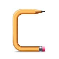 3d yellow pencil alphabet C