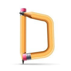 3d yellow pencil alphabet D