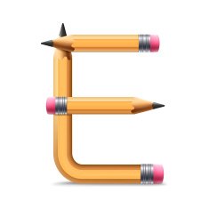 3d yellow pencil alphabet E