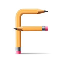 3d yellow pencil alphabet F