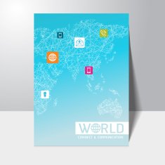 connect and communication internet world map concept Brochure Flyer design