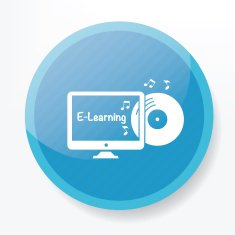 E-learning icon on blue button design clean vector