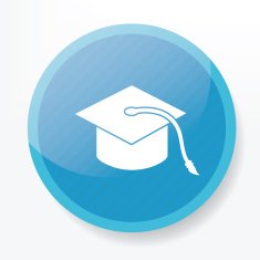 Hat of education on blue button clean vector