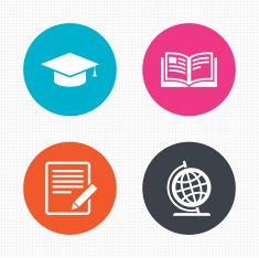 Pencil and open book signs Graduation cap icon N37