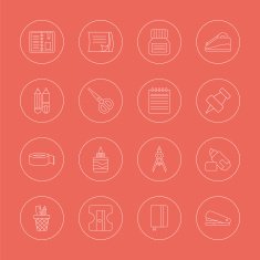 stationery line icon set N3