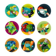 Set of flat design circle option infographics concepts N3