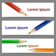 Set of banners with color pencils