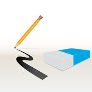 Eraser pencil with shadow vector illustration