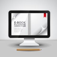 E-books and Computer with Pages Books