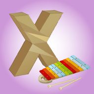 X xylophone Alphabet icon great for any use Vector EPS10