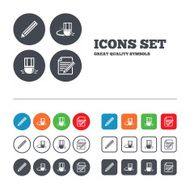 Pencil icon Edit document file Eraser sign N9