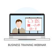 Business Training Webinar Icon Flat Design Concept