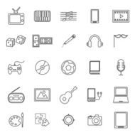 Entertainment line icons on white background