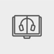 Headphone in screen monitor thin line icon