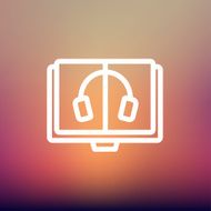 Headphone in screen monitor thin line icon N2