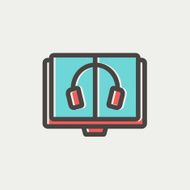 Headphone in screen monitor thin line icon N3