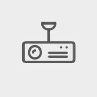 Vintage radio with analog dials and antenna thin line icon