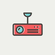 Vintage radio with analog dials and antenna thin line icon N3