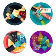 Set of flat design circle option infographics concepts N4