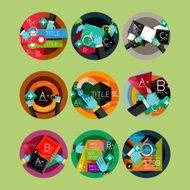 Set of flat design circle option infographics concepts N5
