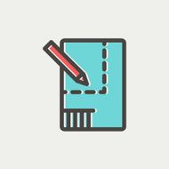 Paper and pencil house sketching thin line icon N3