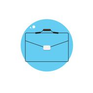 Line Icon with Flat Graphics Element of Bag Vector Illustration