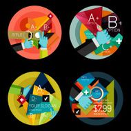 Set of flat design circle option infographics concepts N6