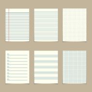 set of vintage line paper sheets