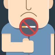 Man hold sign of no smoking