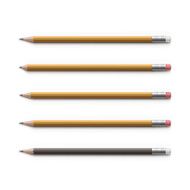 Vector Set of Multicolored Pencils with Erasers Isolated