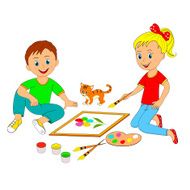 children boy and girl painting N2