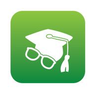 Hat of education on green button background clean vector