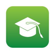 Hat of education on green button background clean vector N2