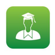 Student on green button background clean vector N2