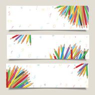 Set of horizontal banners with colorful pencils N2