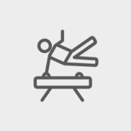 Gymnast on pommel horse thin line icon N2