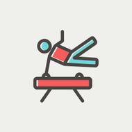 Gymnast on pommel horse thin line icon N4