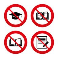 Pencil and open book signs Graduation cap icon N40