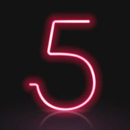 3d red neon light number 5