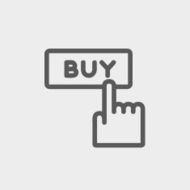 Finger pointing to buy sign thin line icon N2