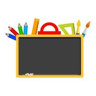 empty blackboard stationery tools