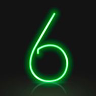 3d green neon light number 6